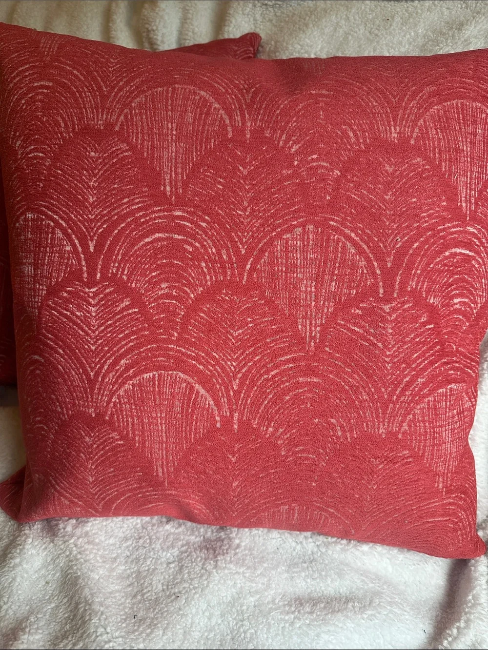 Indoor/outdoor Decorative Coral Red  with Textured Fan Pattern covers only